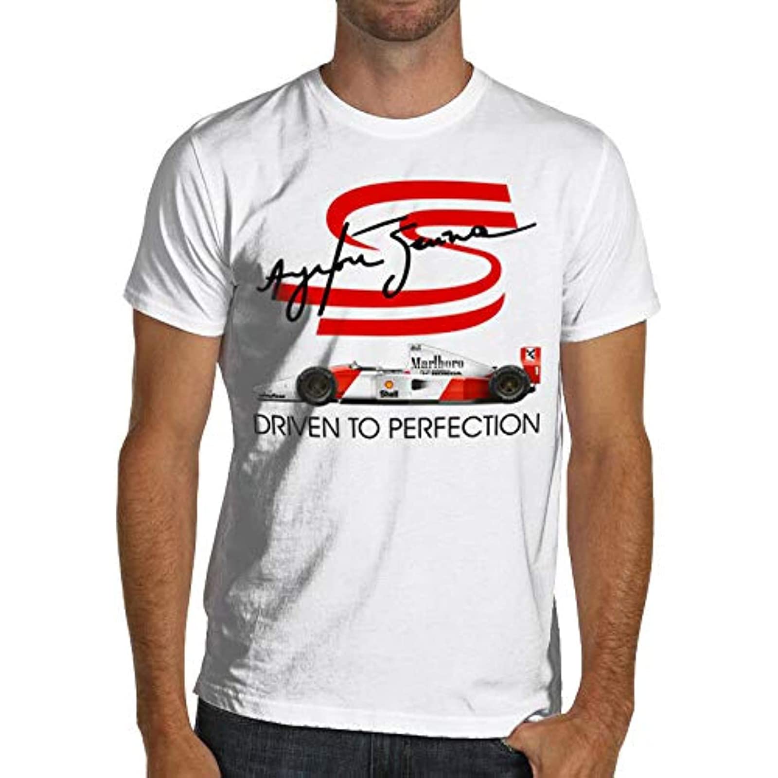 BANGNL Ayrton Senna T-Shirt - Couleur : Blanc - Public : Hommes - Usage : Sport, Camping, Loisirs