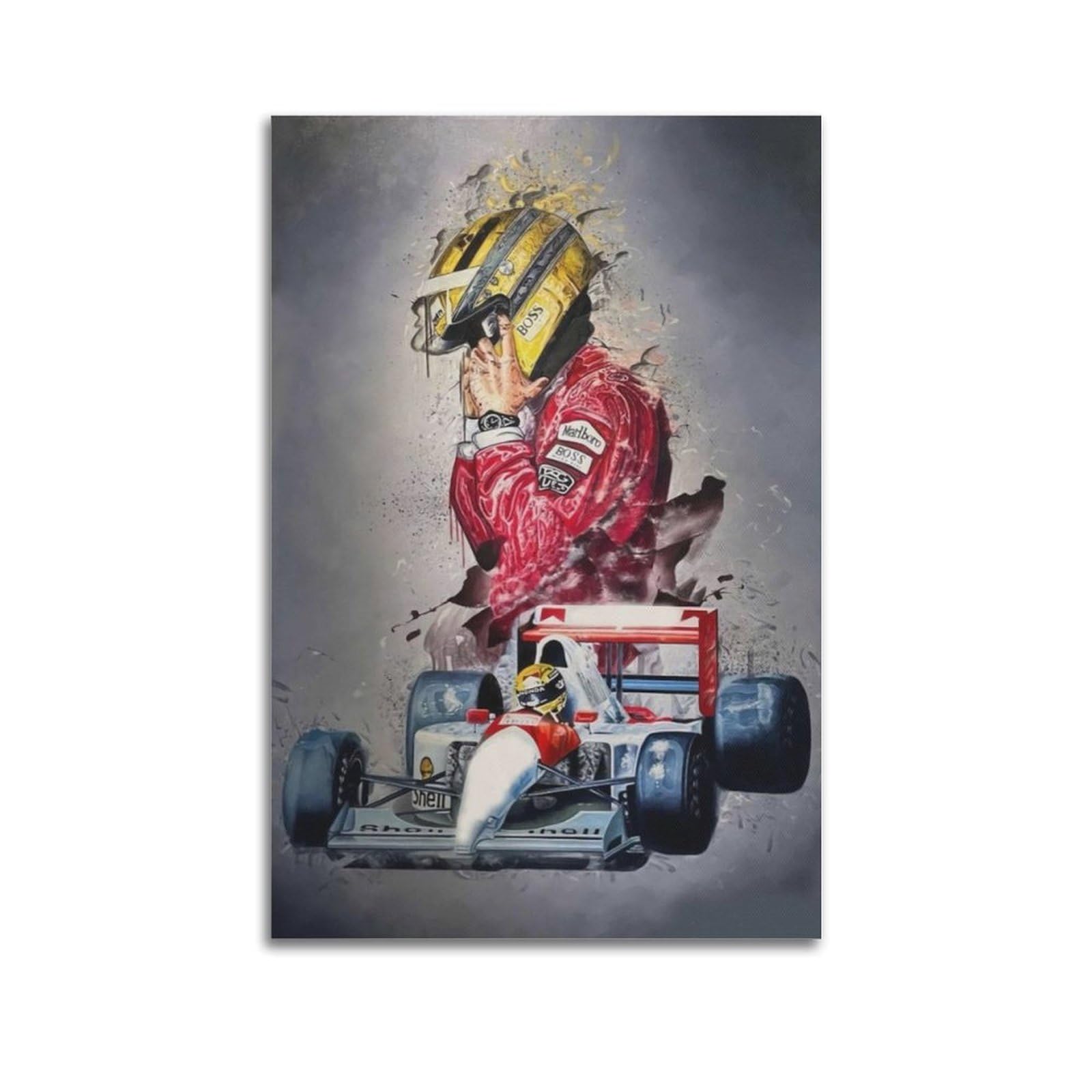 Affiches murales Ayrton Senna decoratives esthétiques - Salon et chambre à coucher - 30 x 45 cm - Style vintage sans cad