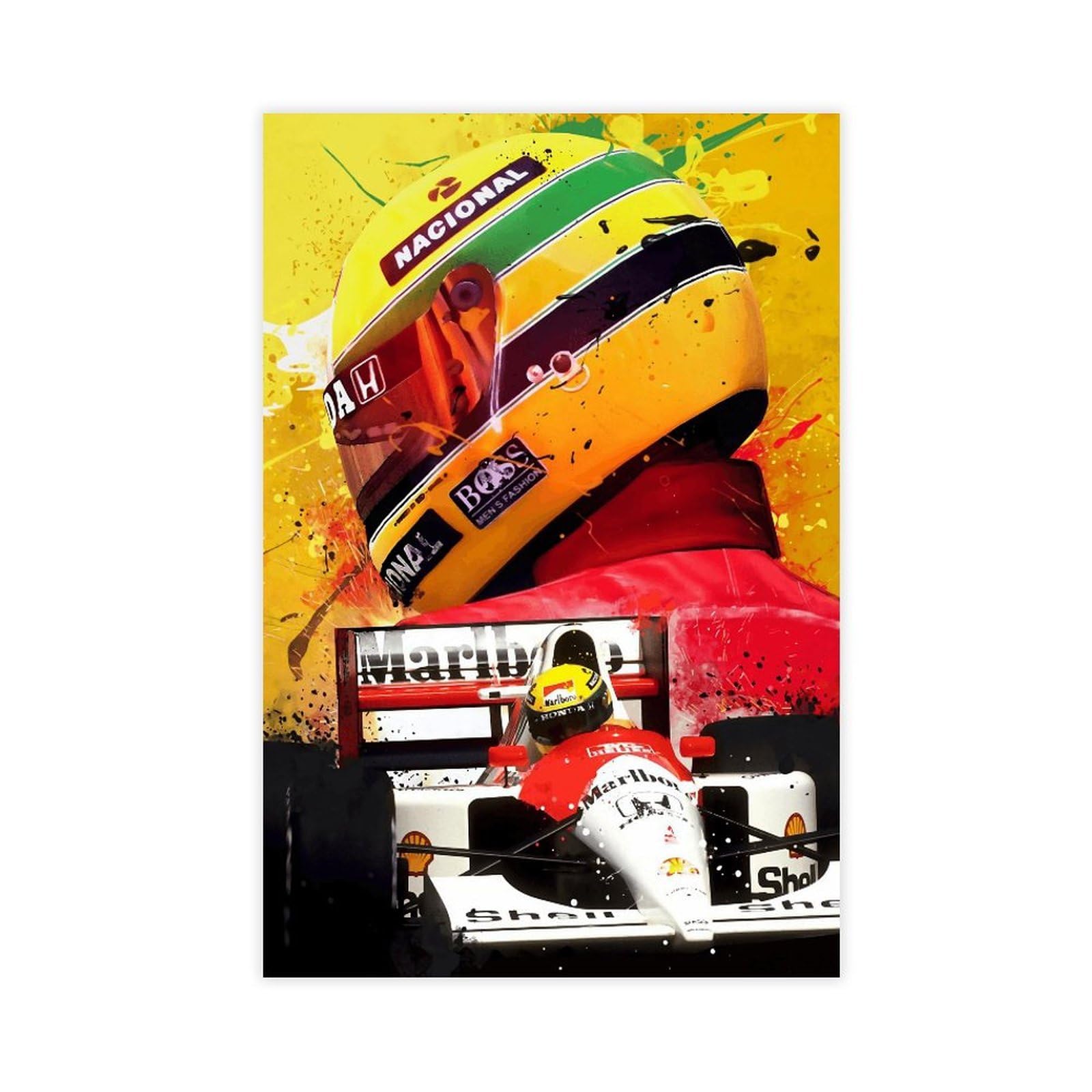 Impression d'art Ayrton Senna Legend F1 - Poster sur toile esthétique - Décoration murale salon chambre à coucher - Styl